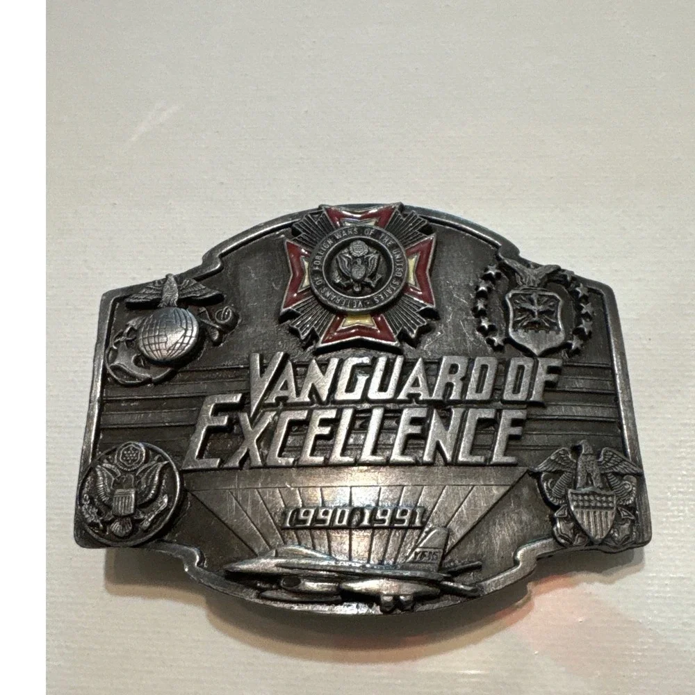 Siskiyou Belt Buckle Mens OS Silver Excellent VFW Vanguard of Excellence 1990&91